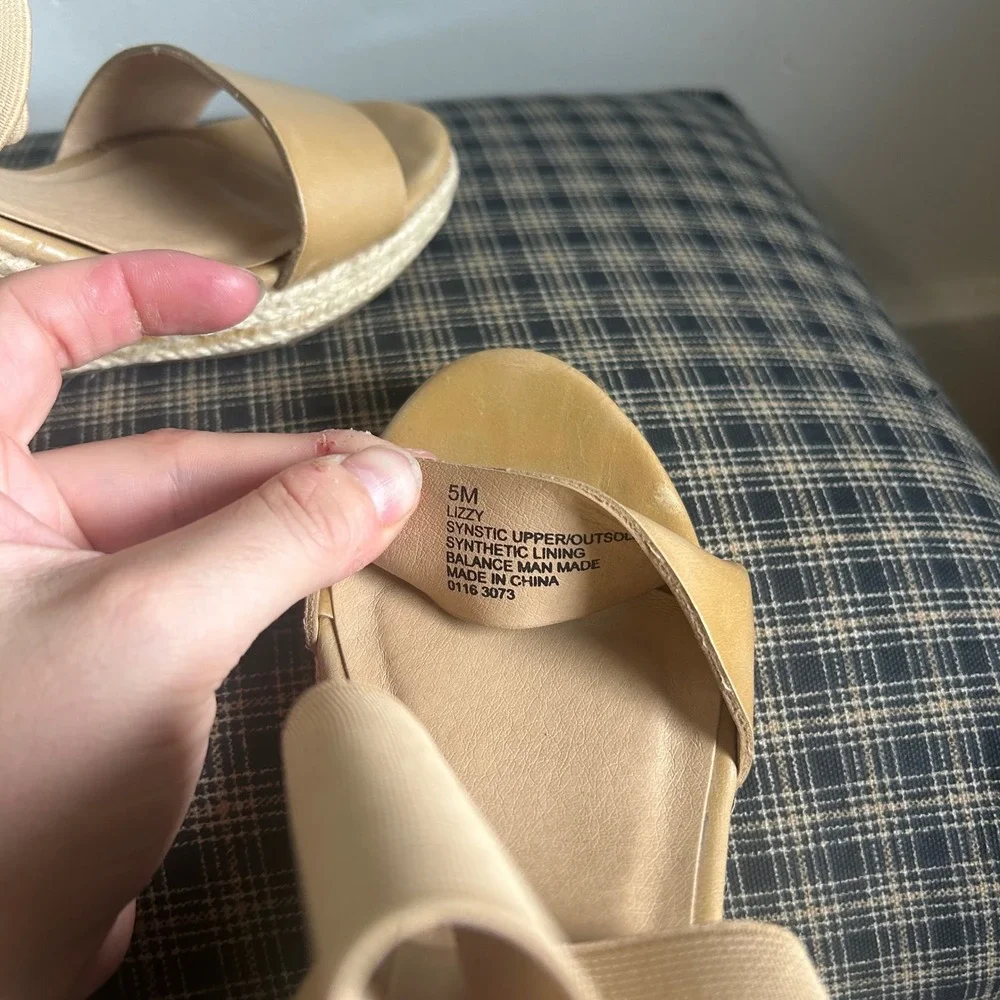 Nine West‎ Lizzy Espadrille Jute Wrap Wedge Sandal Size 5 Tan Beige